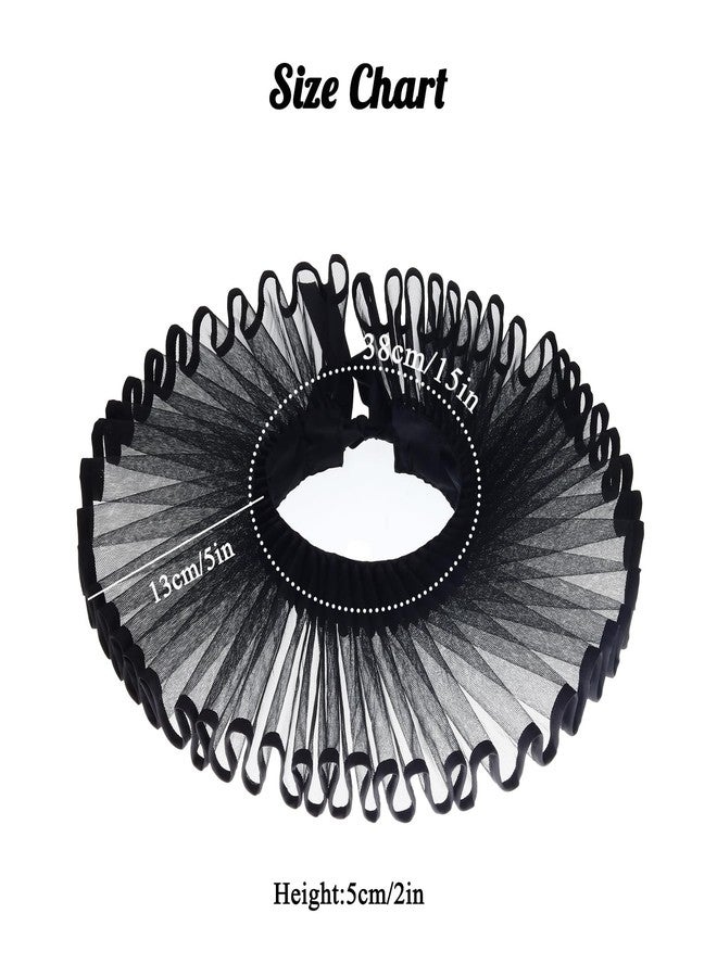 RAINDEWLL Elizabethan Clown Neck Ruffle Collar Victorian Detachable Collar Renaissance Accessories (Black, one size) - Image 5